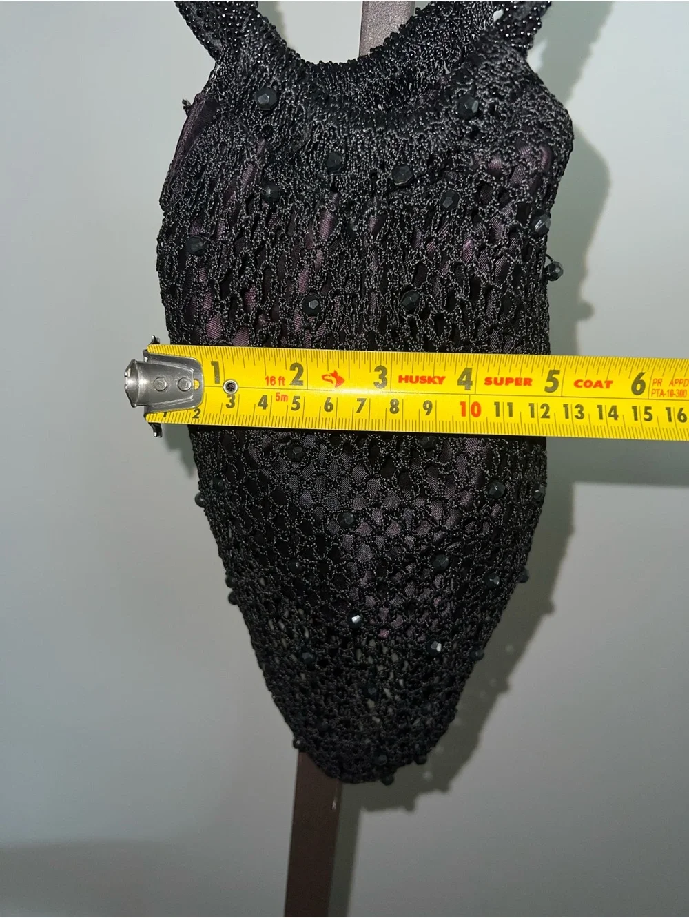 Vintage Y2K Black Beaded Crochet Evening Bag – Ring Handle